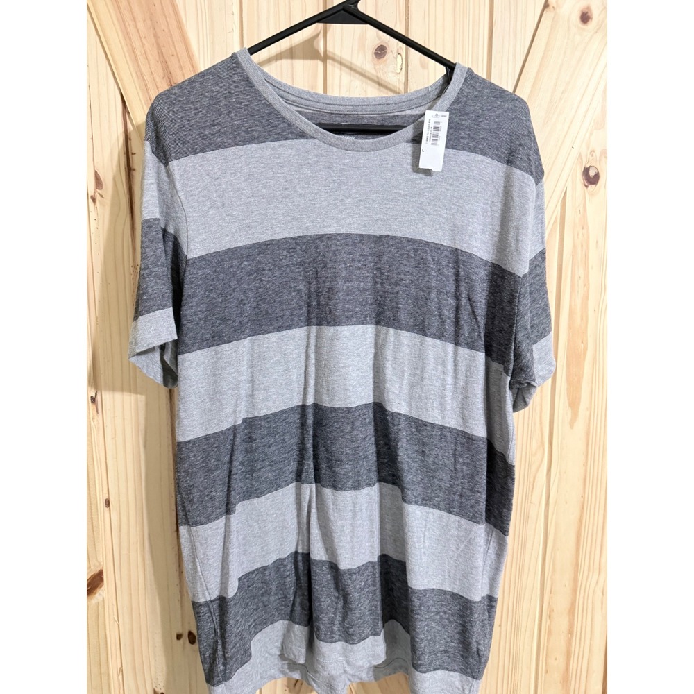 Old Navy Mens Soft-Washed Striped Crewneck T-Shirt Gray Charcoal Large NWT